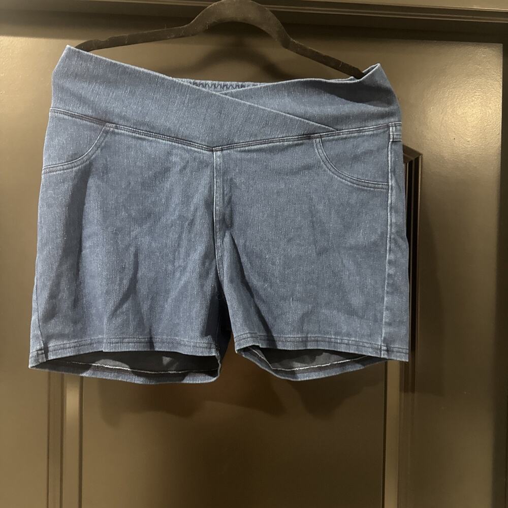 Halara High Waisted Crossover Pocket Denim Casual Shorts 3" XL
